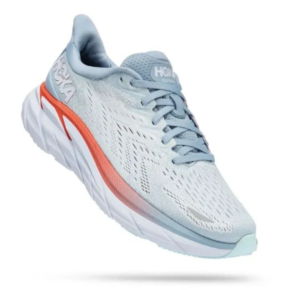 Hoka One One Women's Clifton 8 Athletic Running Sneakers Blu Fog Sz 12 NWOB